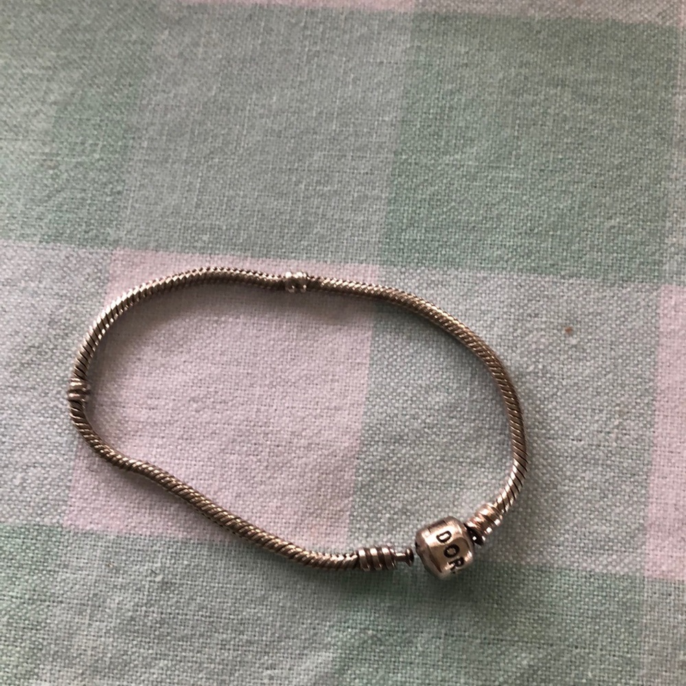Pandora charm bracelet- logo clasp 7 1/2 in